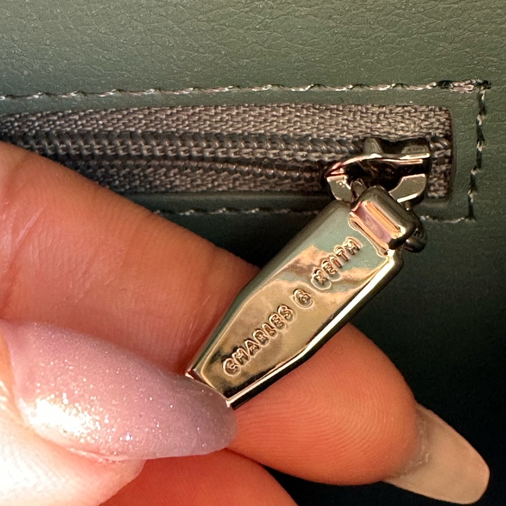 *SOLD* NWOT Charles & Keith Woven Wood Effect Top Handle Crossbody Bag MintGreen - Picture 12 of 16